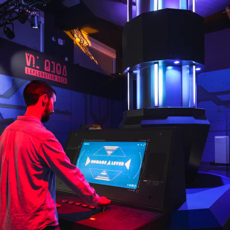 A person using the Warp Core interactive at the Science Museum