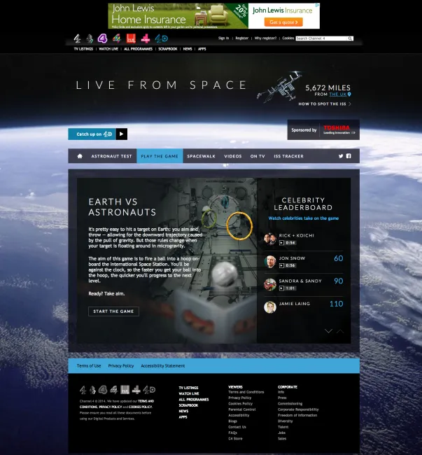Screenshot from Channel 4 - Live From Space Earth vs Astronauts