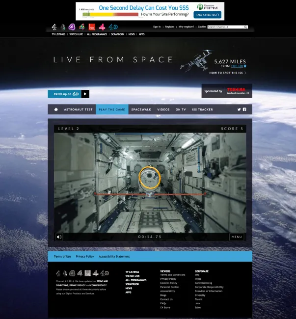 Screenshot of the Channel 4 Live From Space Game