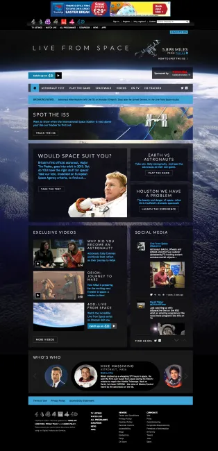 Screenshot from Channel 4 - Live From Space home screen