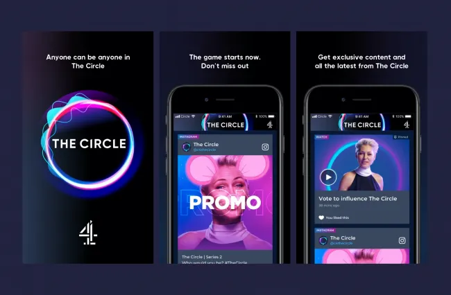 Mobile screens showing what it is like to use the Circle