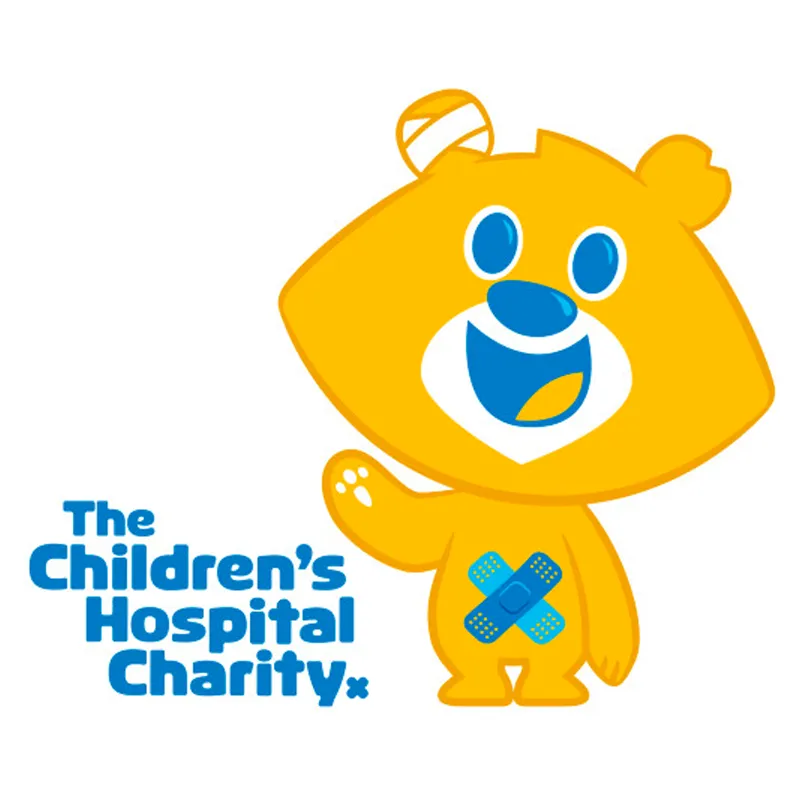 Logo for the Childrens Hospital Charity which is a cartoon of a bear