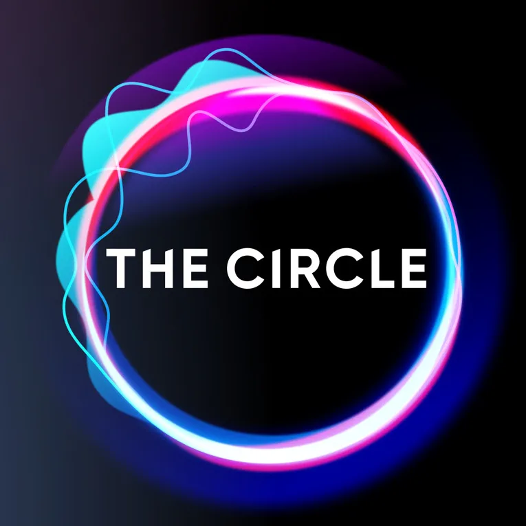 Logo for The Circle shown on a blue background